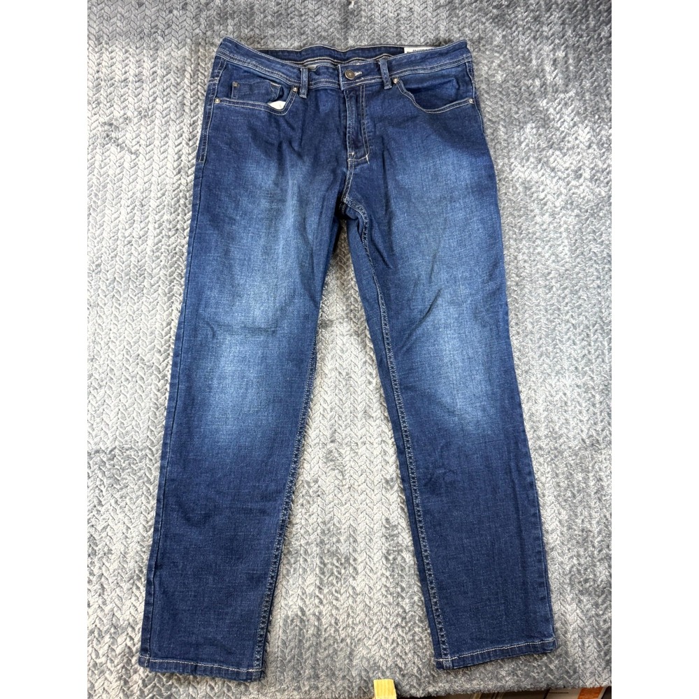 Buffalo David Bitton Jackson Jeans Mens 36x30 Blue Denim Stretch Straight Leg